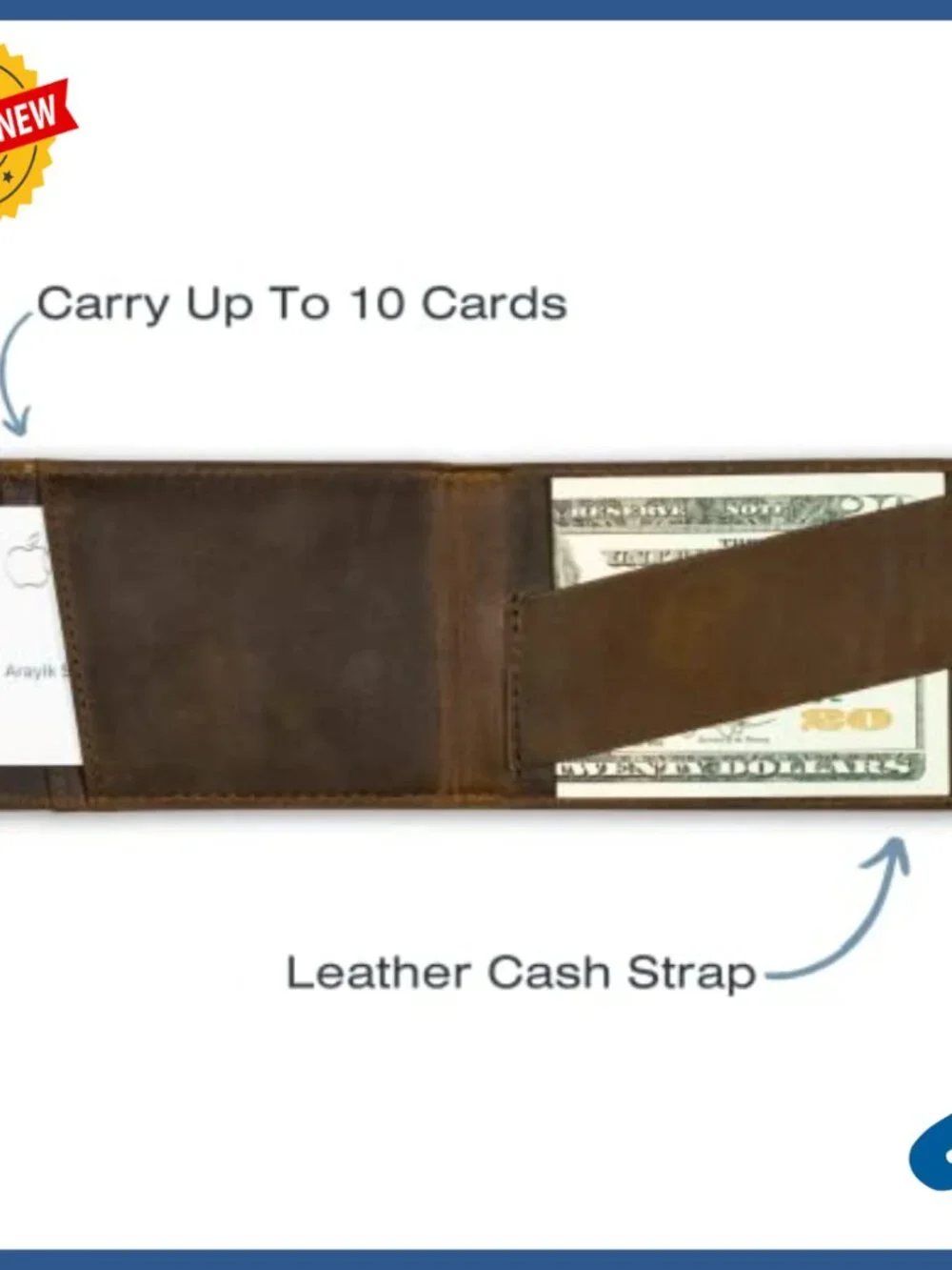 Men's Leather Bifold Wallet with Secret Compartment, Minimalist Design